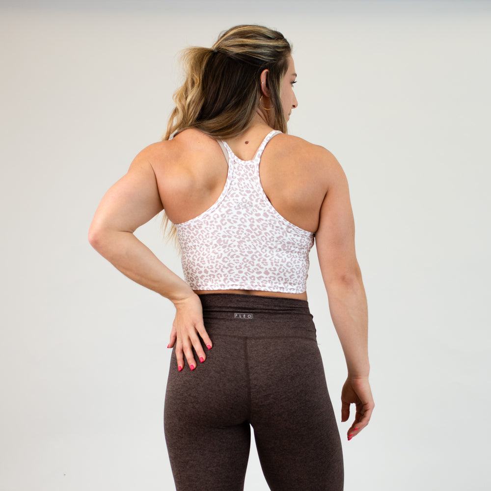 Neutral Leopard Switch Up Crop Tank - Fitted