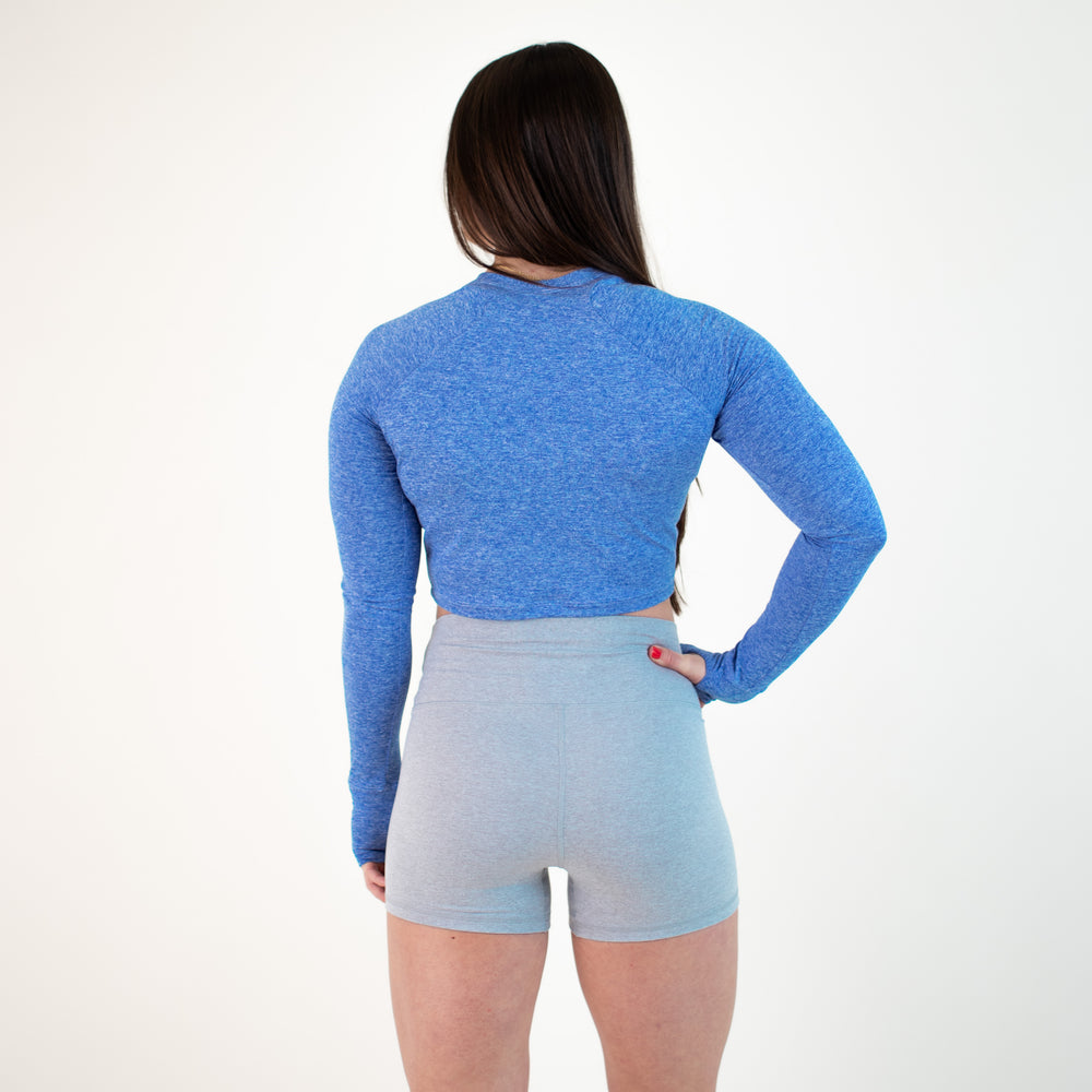 Heather Blue Women's Long Sleeve Shirt - Cropped - Foundation