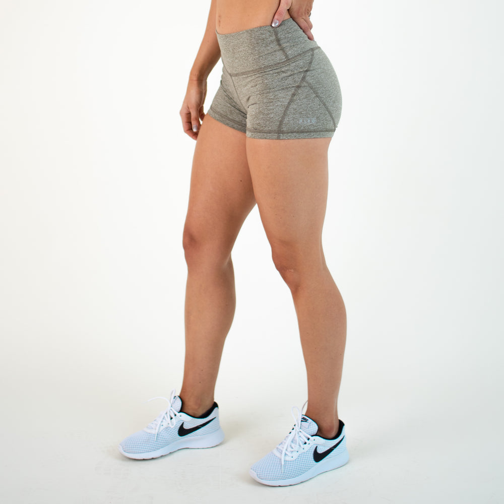 Stone Gray Mid Rise Contour Training Shorts For Women