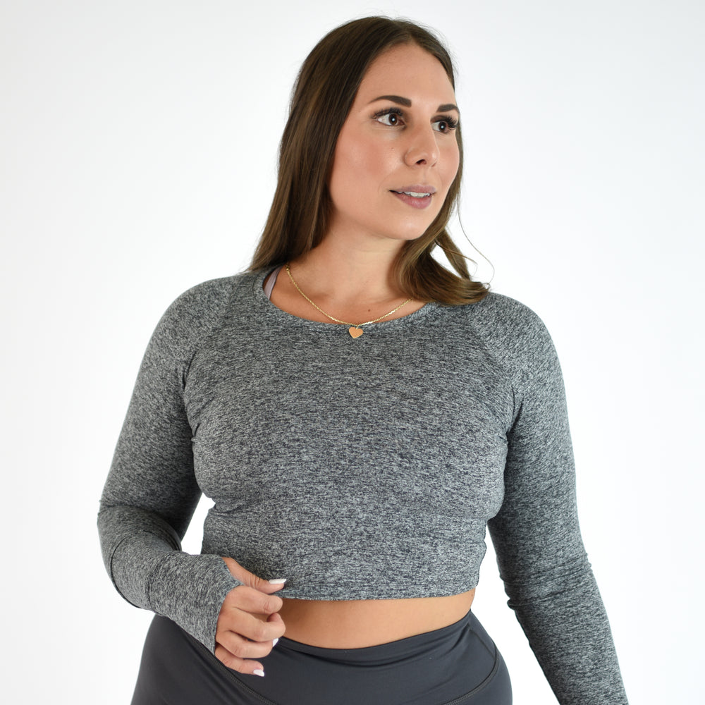 Gray Women's Long Sleeve Shirt - Cropped - Foundation