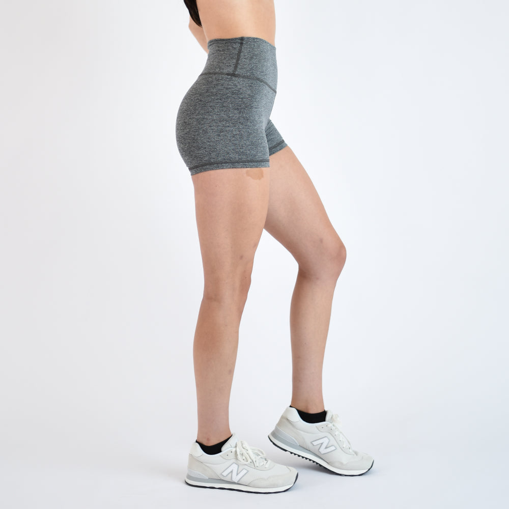 Heather Asphalt Gray High Rise Booty Gym Shorts