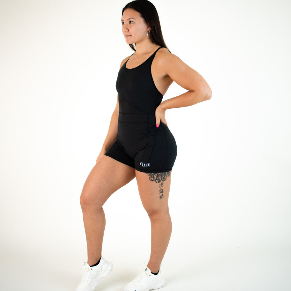Women's Singlet in Black for Powerlifting and Olympic Lifting