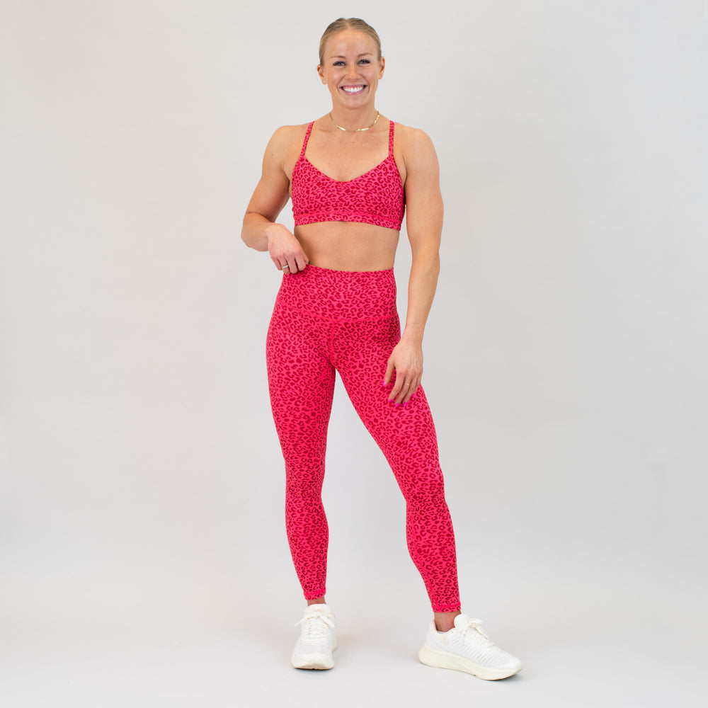 Heather Neon Punch Leopard Athletic Sports Bra - Reinette by FLEO