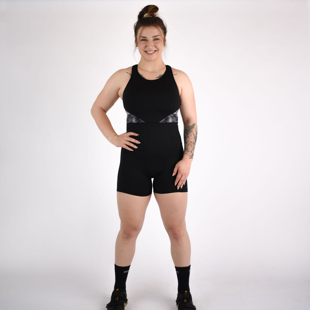 Women's Singlet in Black Smoke for Powerlifting and Olympic Lifting