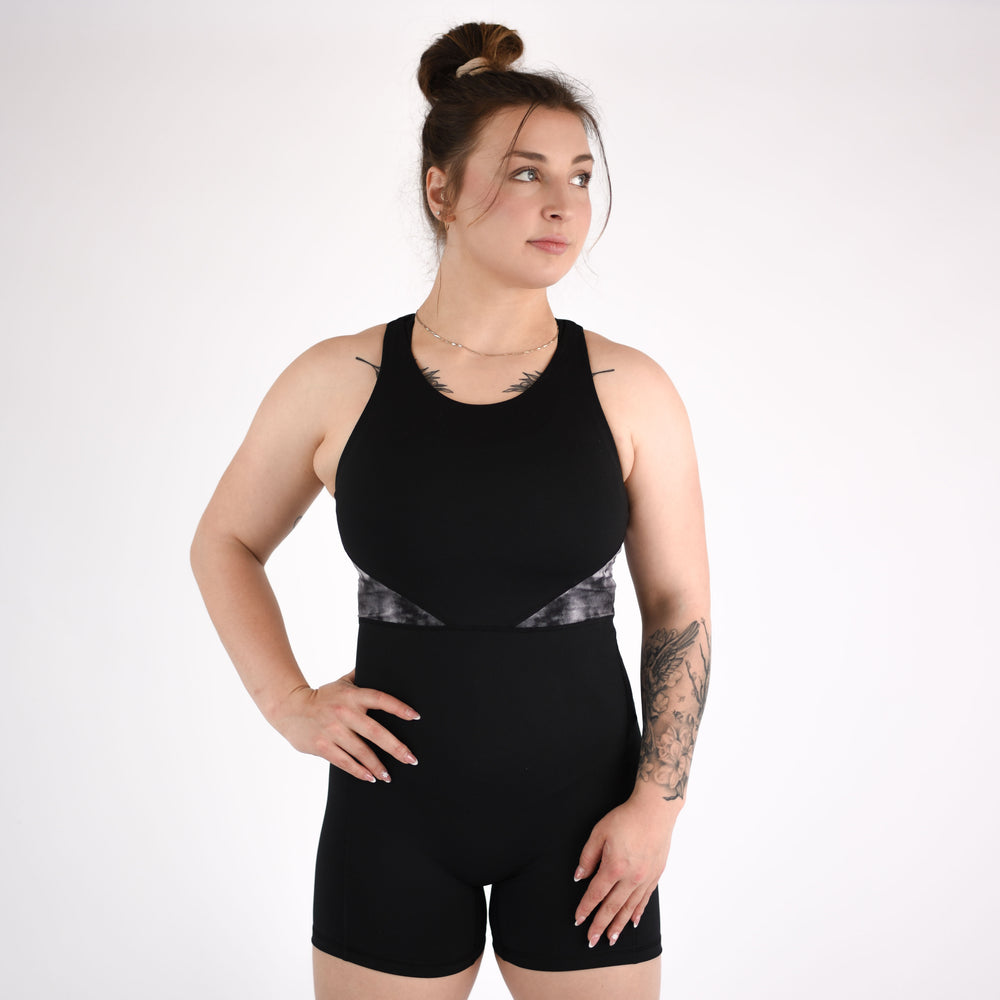 Women's Singlet in Black Smoke for Powerlifting and Olympic Lifting