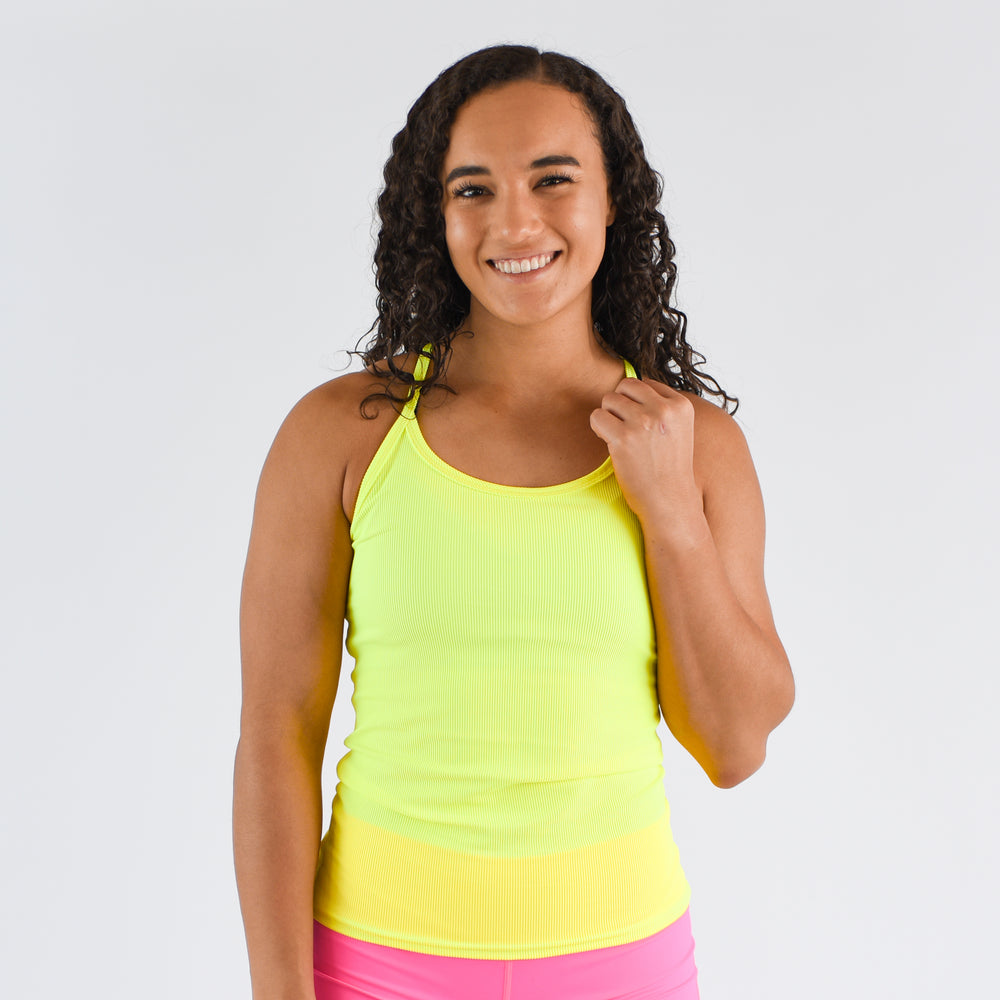 Neon Yellow Full Length Workout Tank - Switch Up
