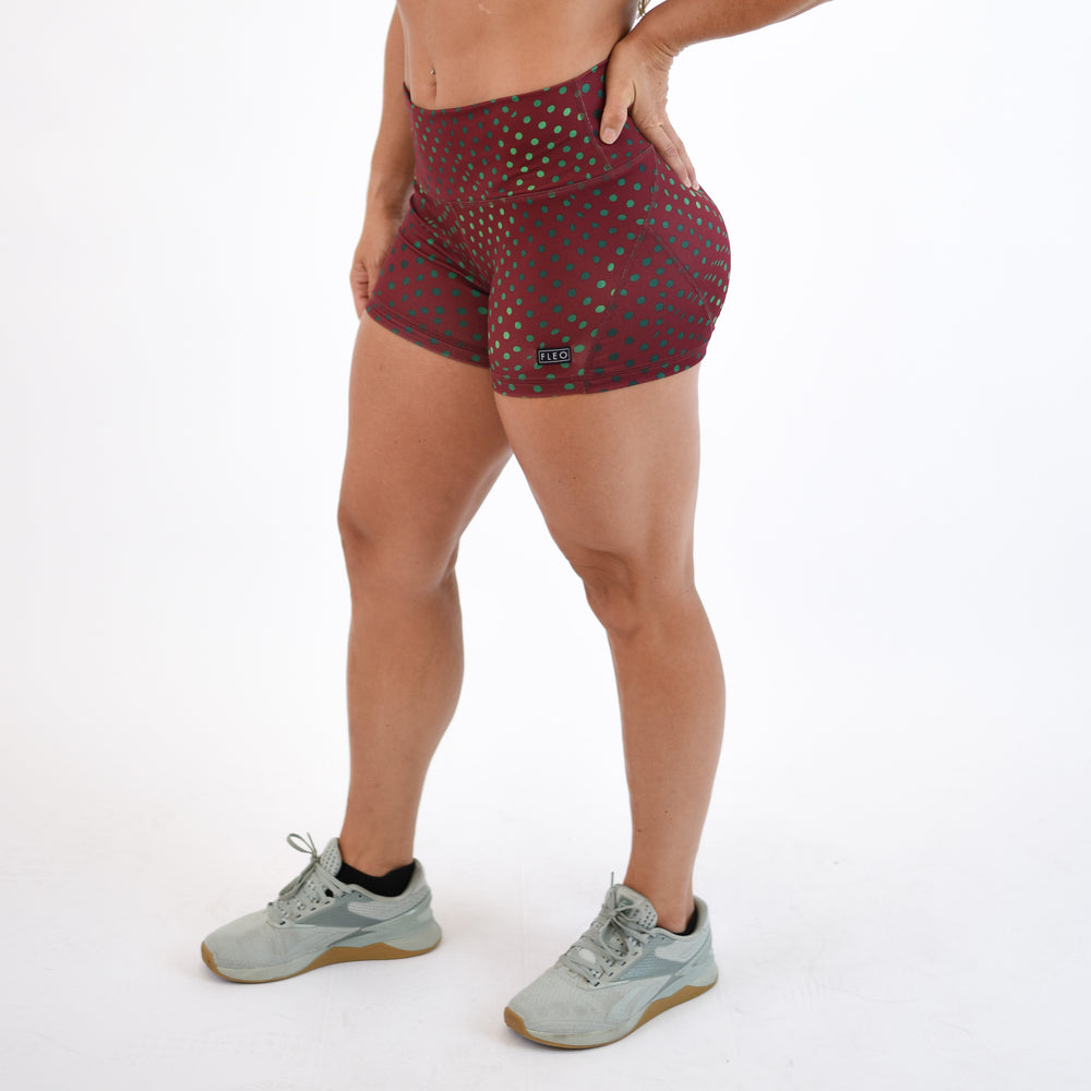 Trippy Dippy X-mas Mid Rise Contour Training Shorts For Women