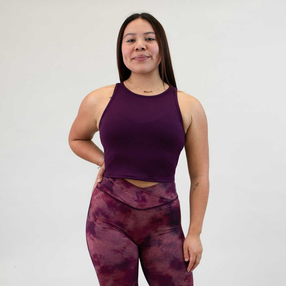 Plum Tempo Crop Tank - Fitted