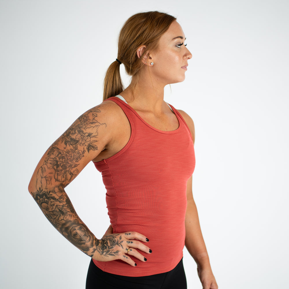 Low Back Tank - Cayenne Red Ribbed Breeze