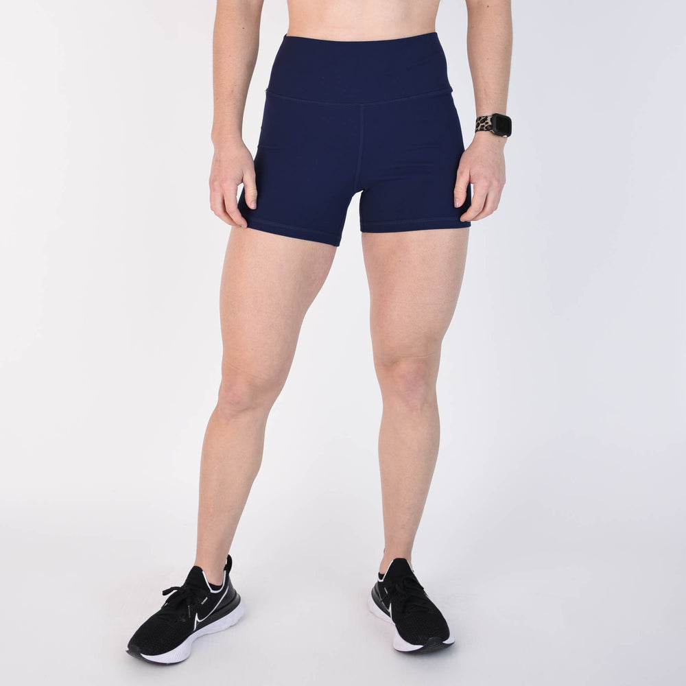 Classic Navy High Rise Spandex Shorts