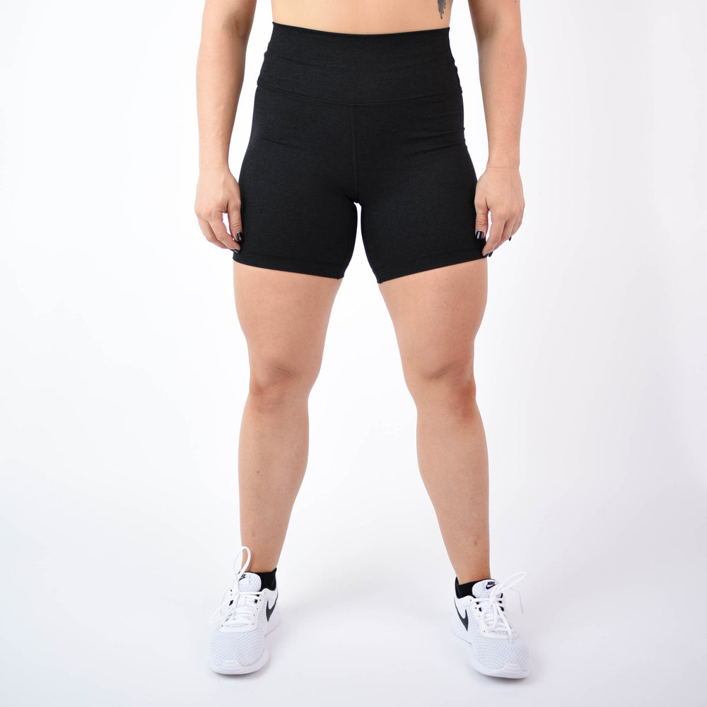 Heather Black Biker Shorts - 6" Inseam