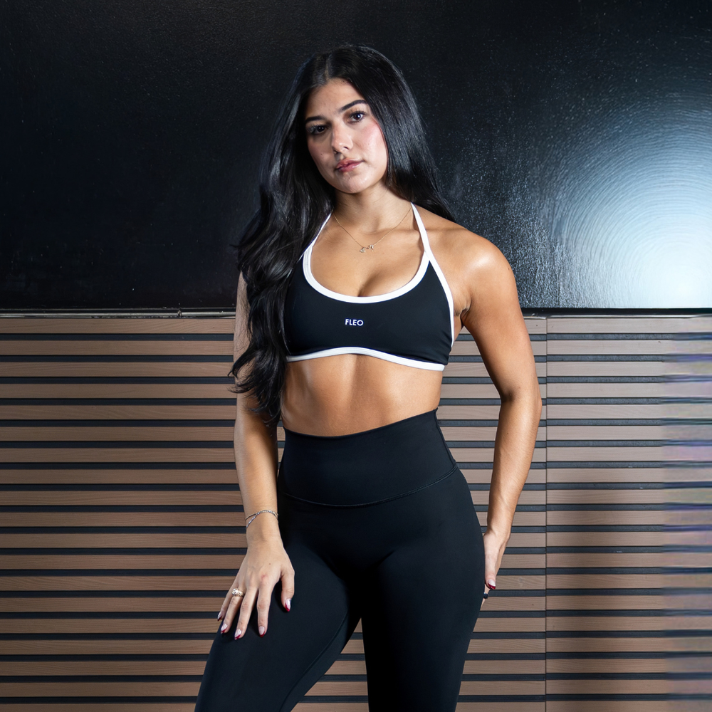 Black + White Hailey Sports Bra - Light Support by FLEO - 1