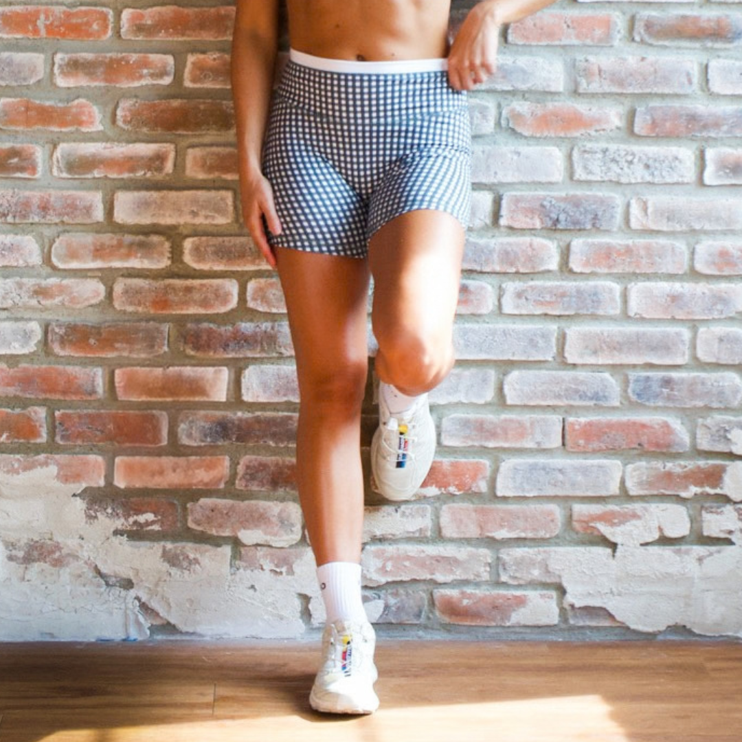 Mini Balsam Gingham Contrast Core Short 5" - No Front Seam - High Rise by FLEO - 1