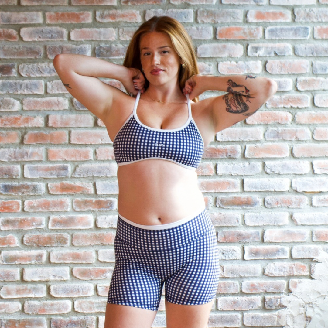 Mini Gingham Madi Sports Bra - Medium Support by FLEO - 1
