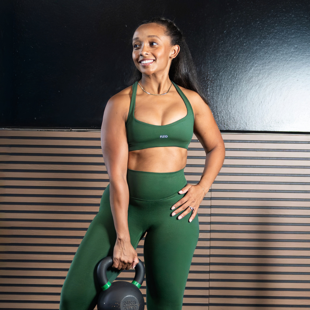 Heather Winter Pine Tate Racerback Sports Bra - Light Support by FLEO - 1