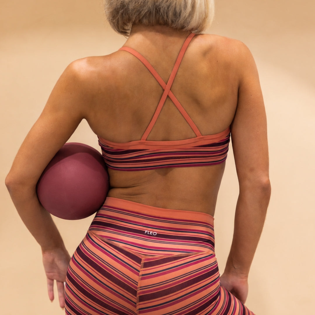 Apricot Multi Stripe Austin Sports Bra - Medium Support by FLEO - 3