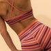 Apricot Multi Stripe Contrast Core Short 5" - No Front Seam - High Rise by FLEO - 2