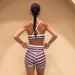 Heather White Multi Stripe Austin Sports Bra - Medium Support by FLEO - 2