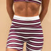 Heather White Multi Stripe Contrast Core Short 5" - No Front Seam - High Rise by FLEO - 4