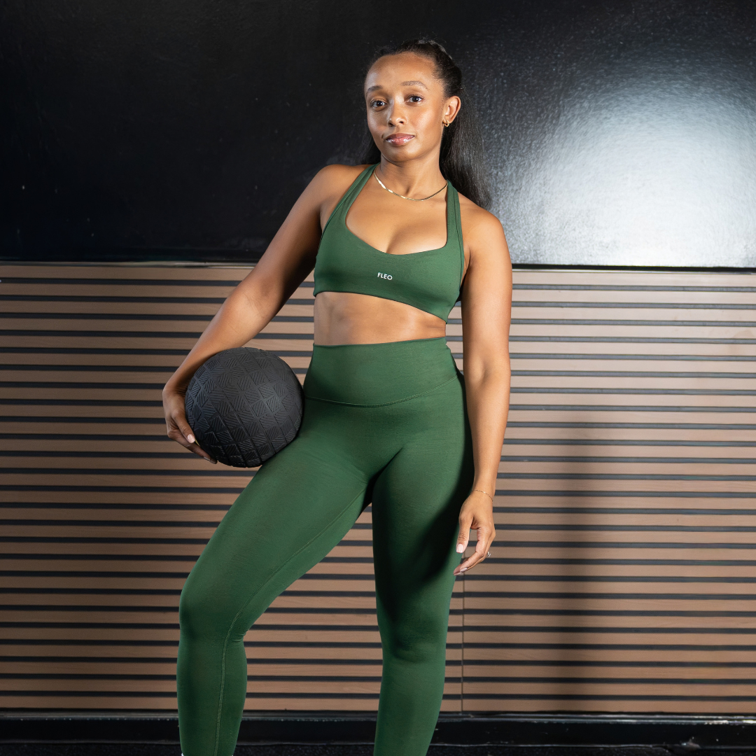 Heather Winter Pine Tate Racerback Sports Bra - Light Support by FLEO - 4