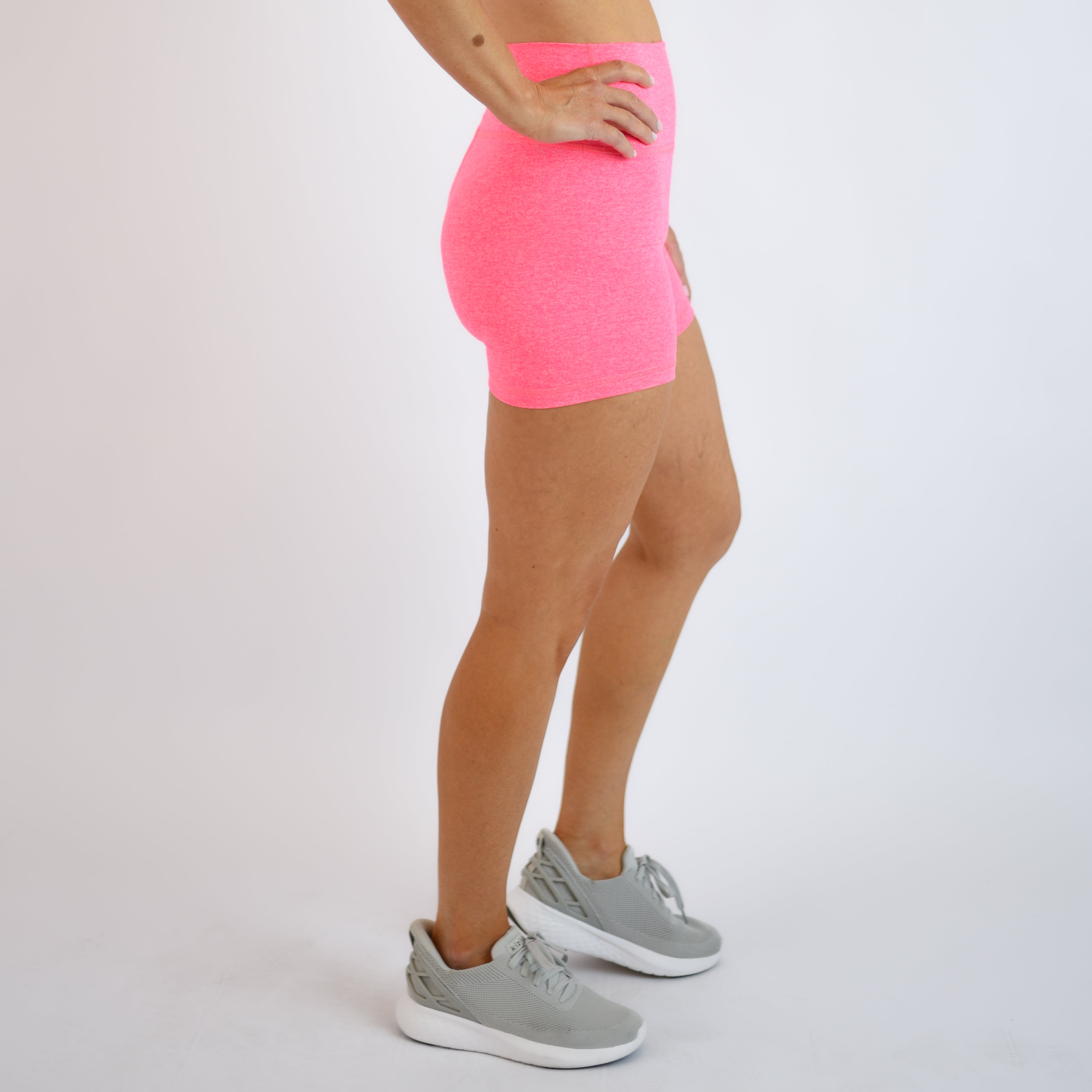 Heather Electric Pink High Rise Spandex Shorts