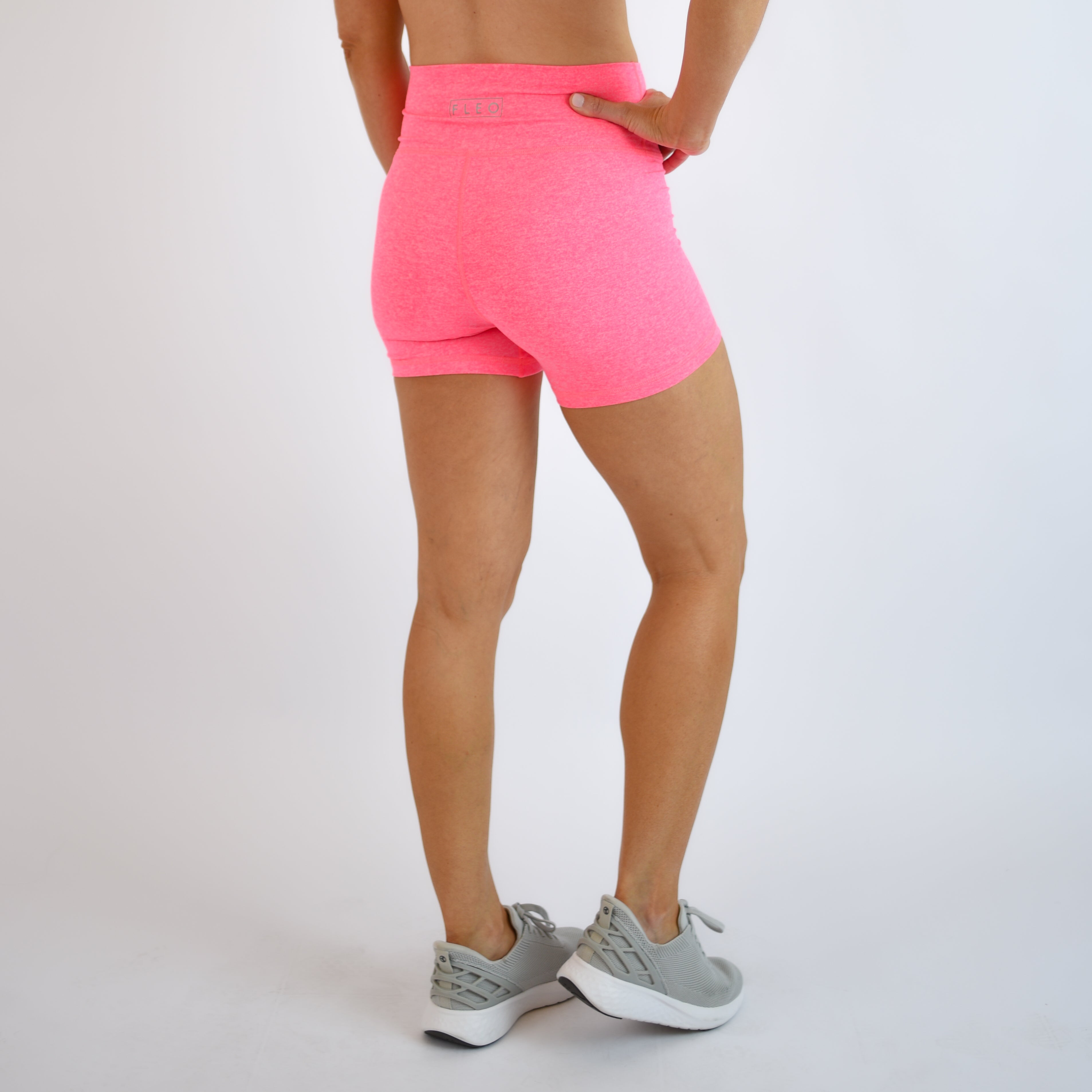 Heather Electric Pink High Rise Spandex Shorts