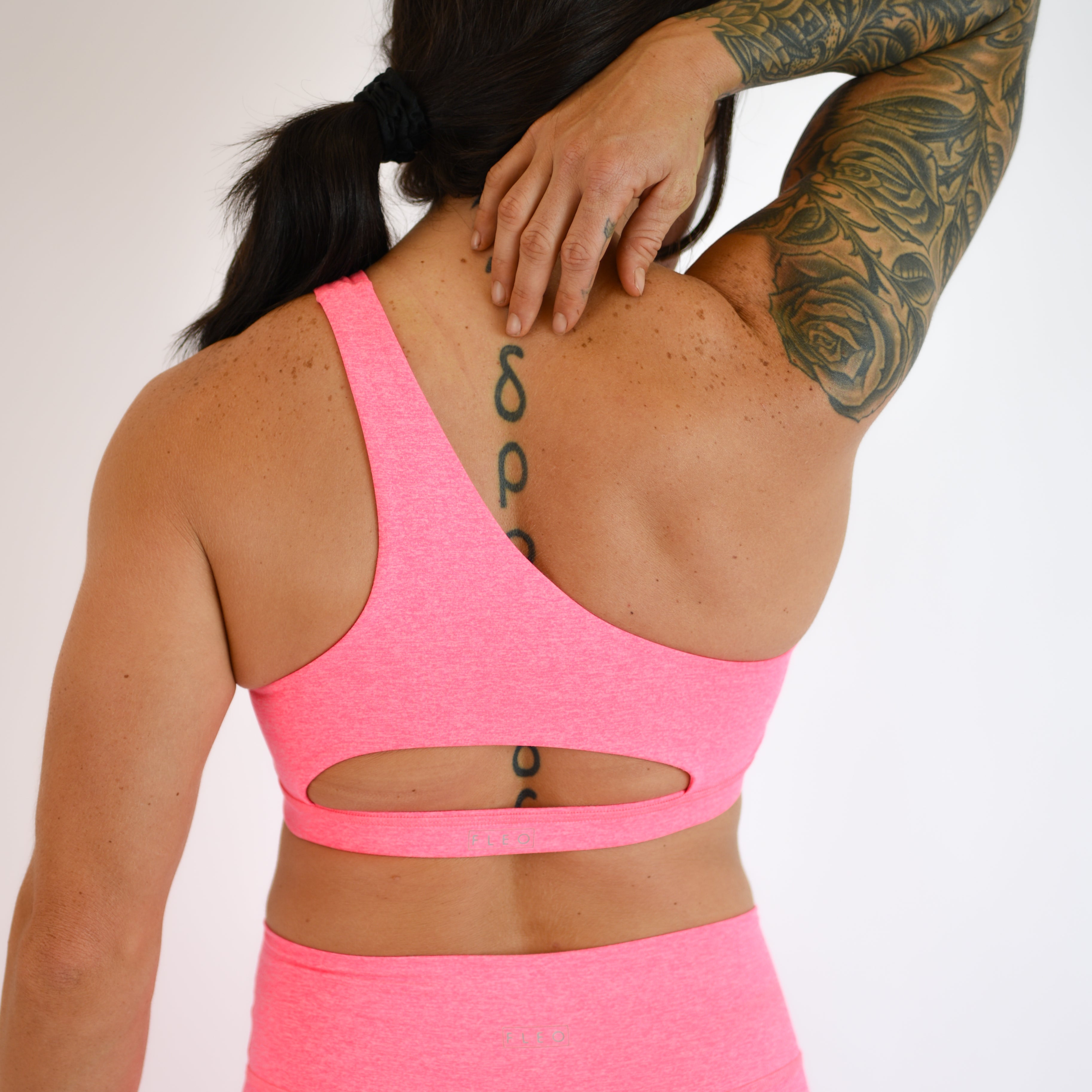 Heather Pink One Shoulder Sports Bra - Sylvie