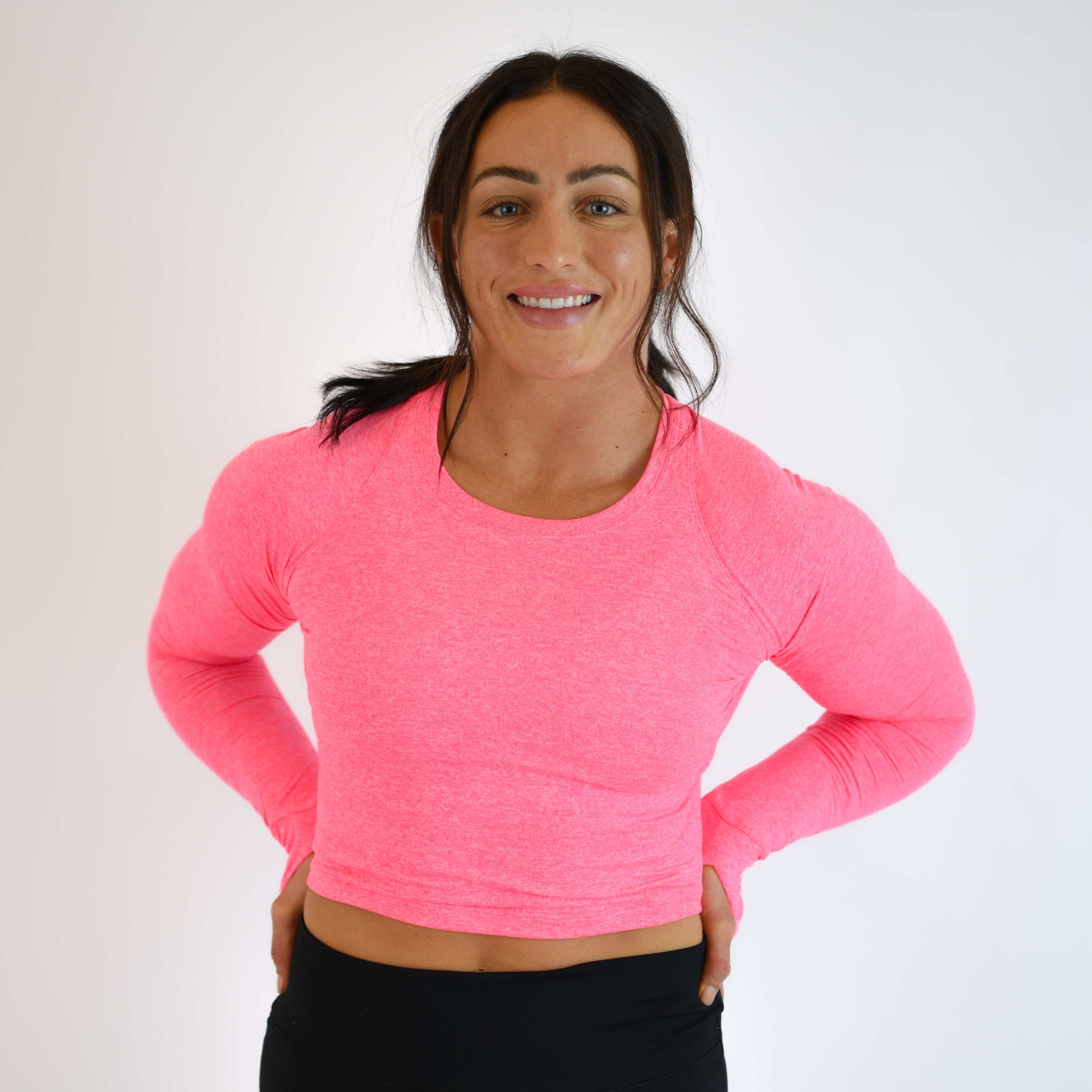 Electric Pink Women's Long Sleeve Shirt - Cropped - Foundation