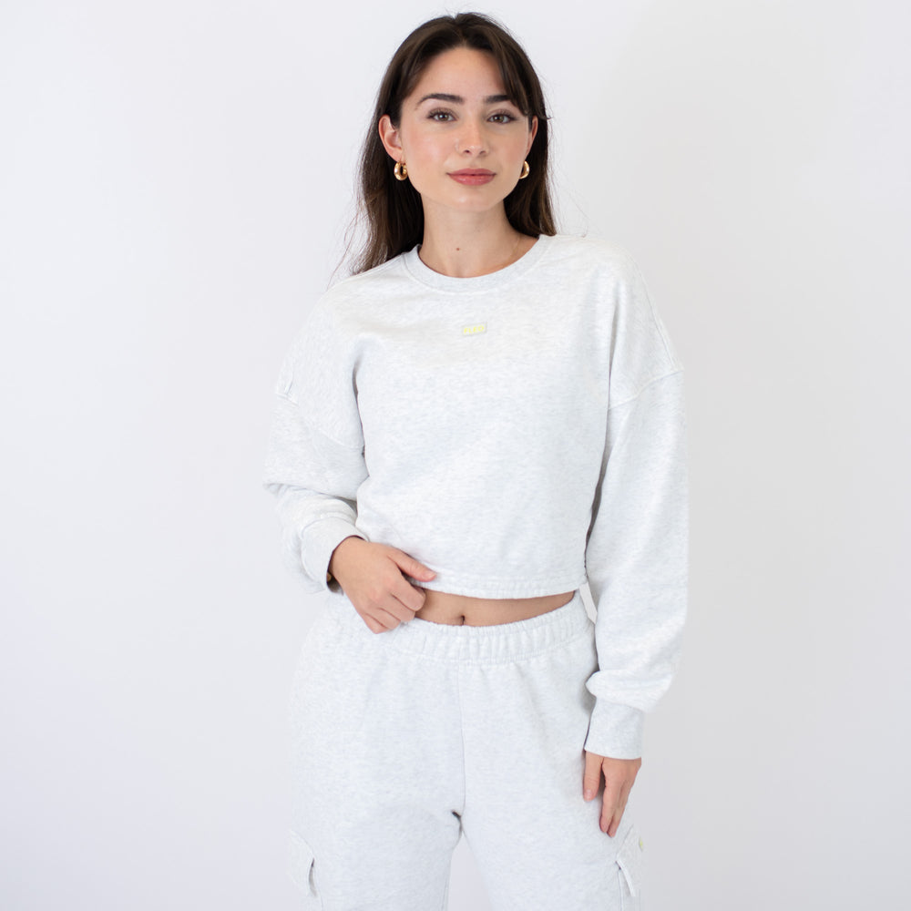 Serene Crop Crewneck Sweatshirt - Heather Gray