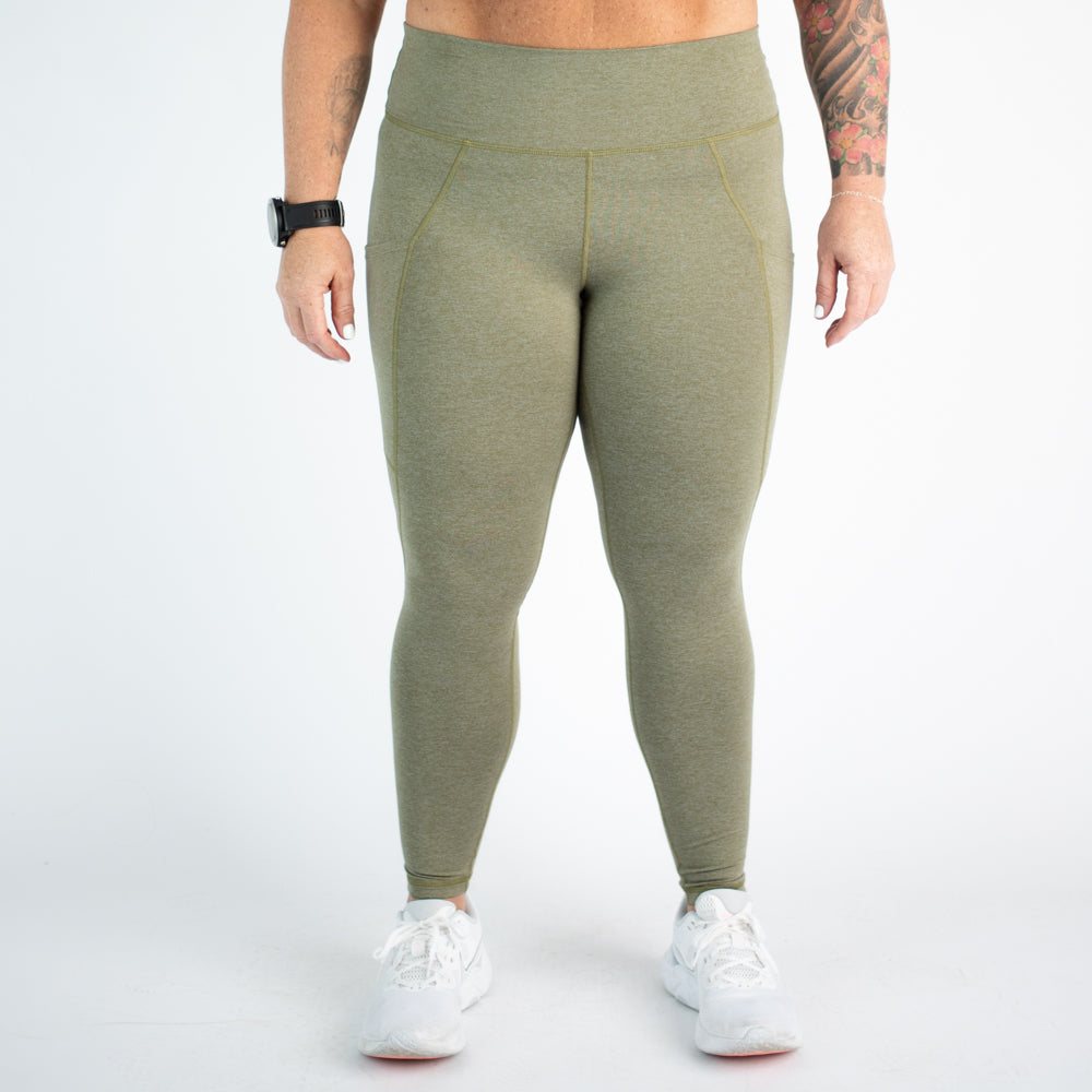 Olive Shark Pocket Leggings - Reverie - Bounce Fabric