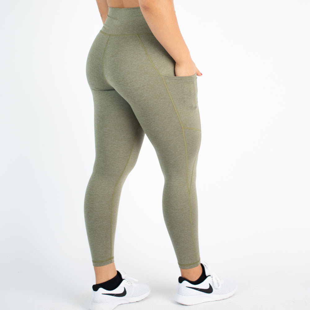 Olive Shark Pocket Leggings - Reverie - Bounce Fabric