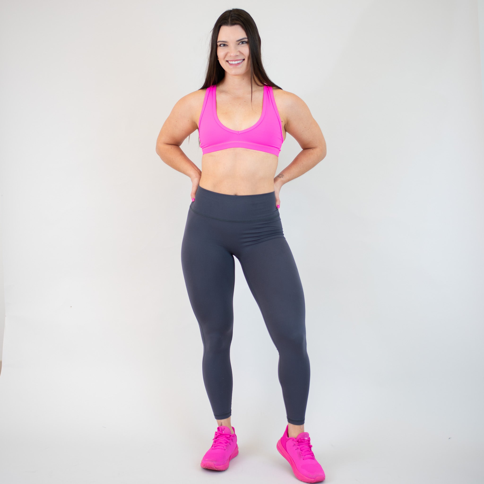 Neon Pink V Back Sports Bra - VaVaVoom 