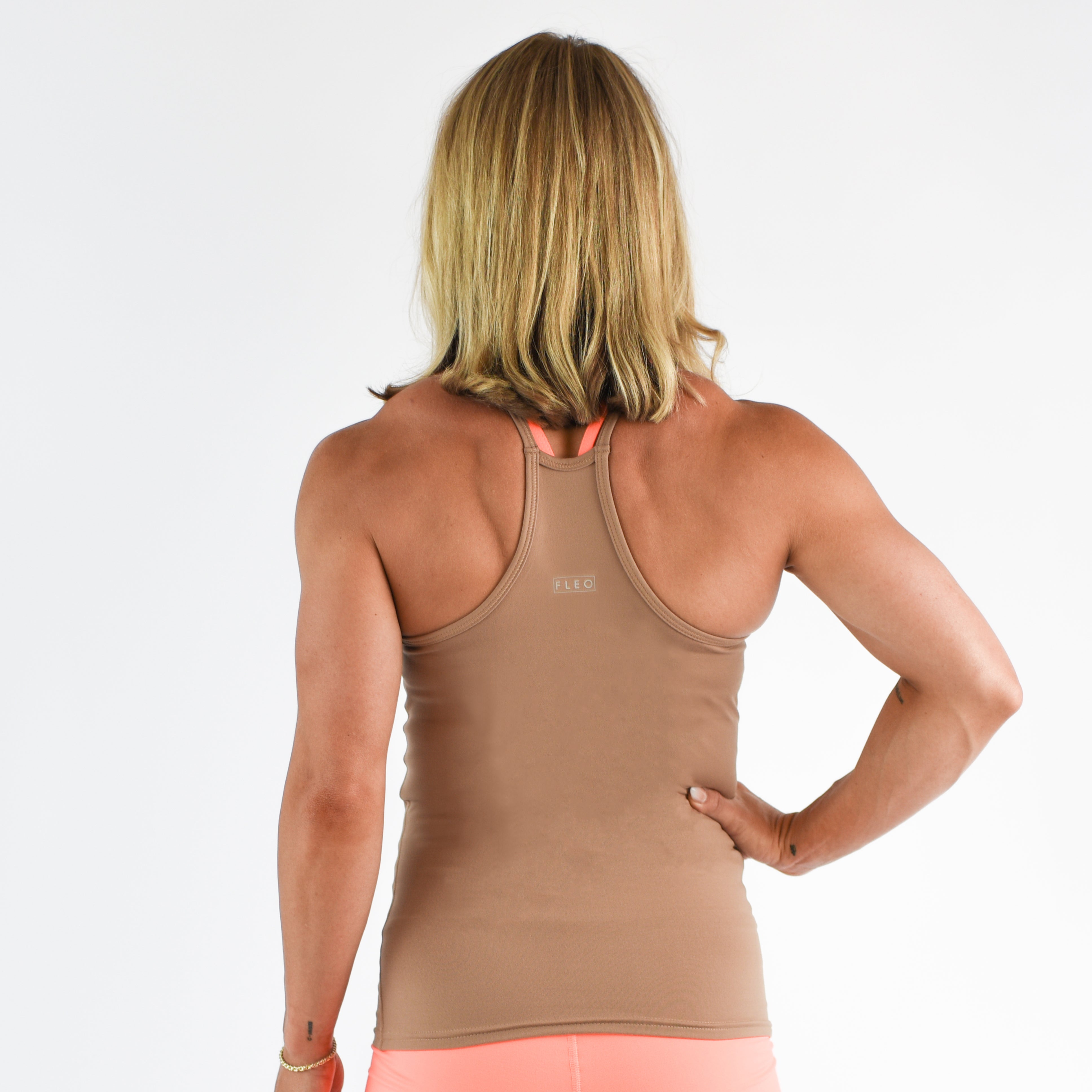 Light Brown Full Length Workout Tank - Switch Up