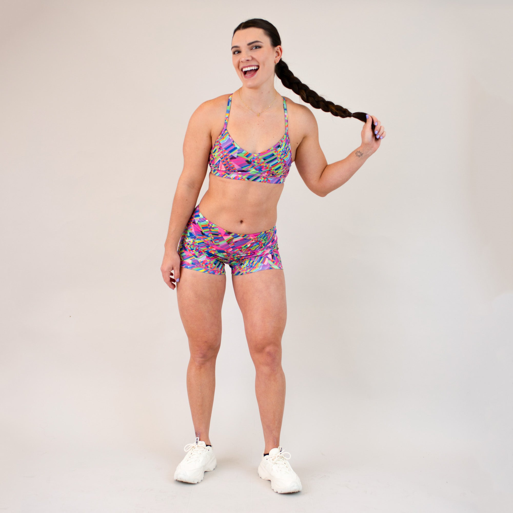 Geo Static Athletic Sports Bra - Reinette by FLEO