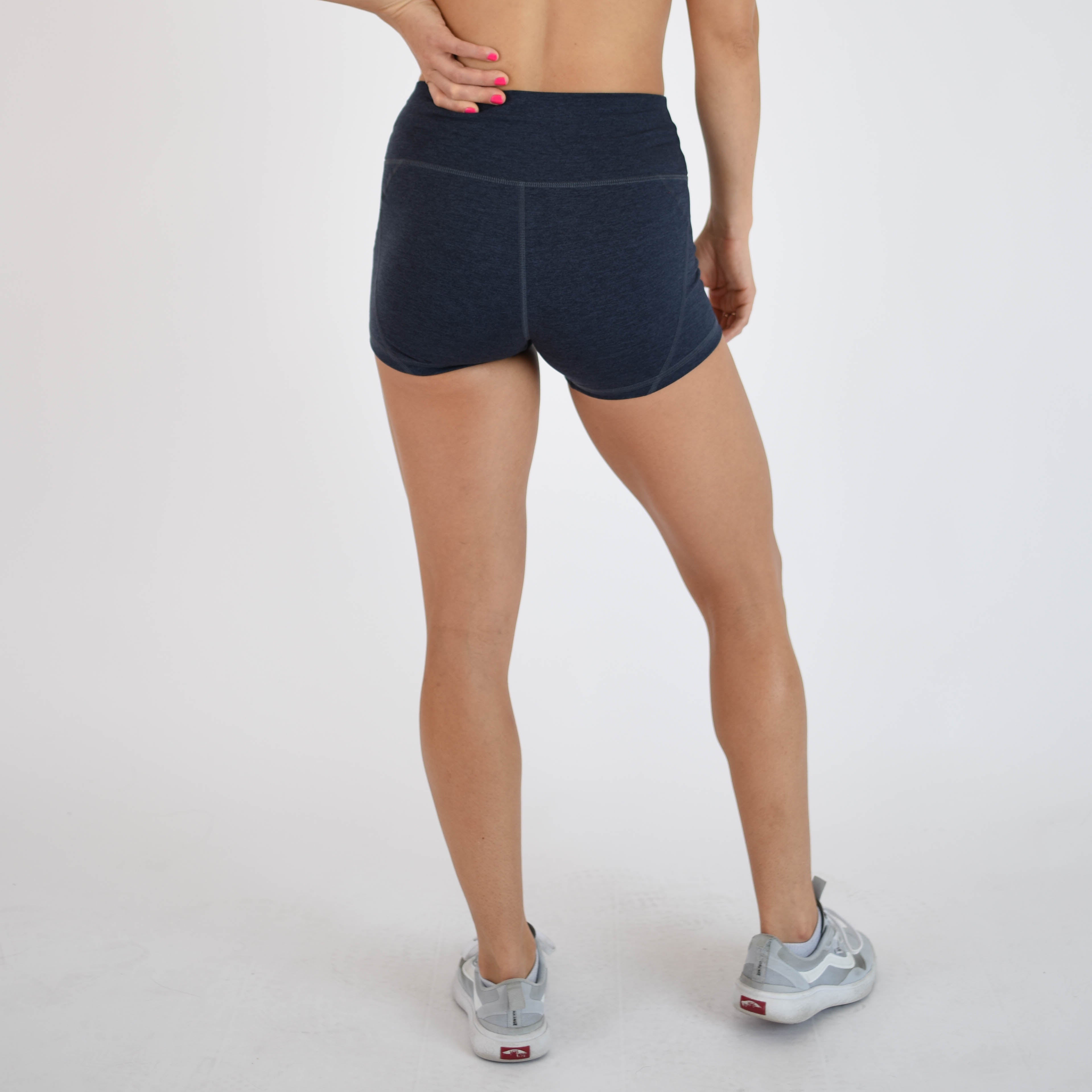 Heather Maritime Mid Rise Contour Training Shorts For Women