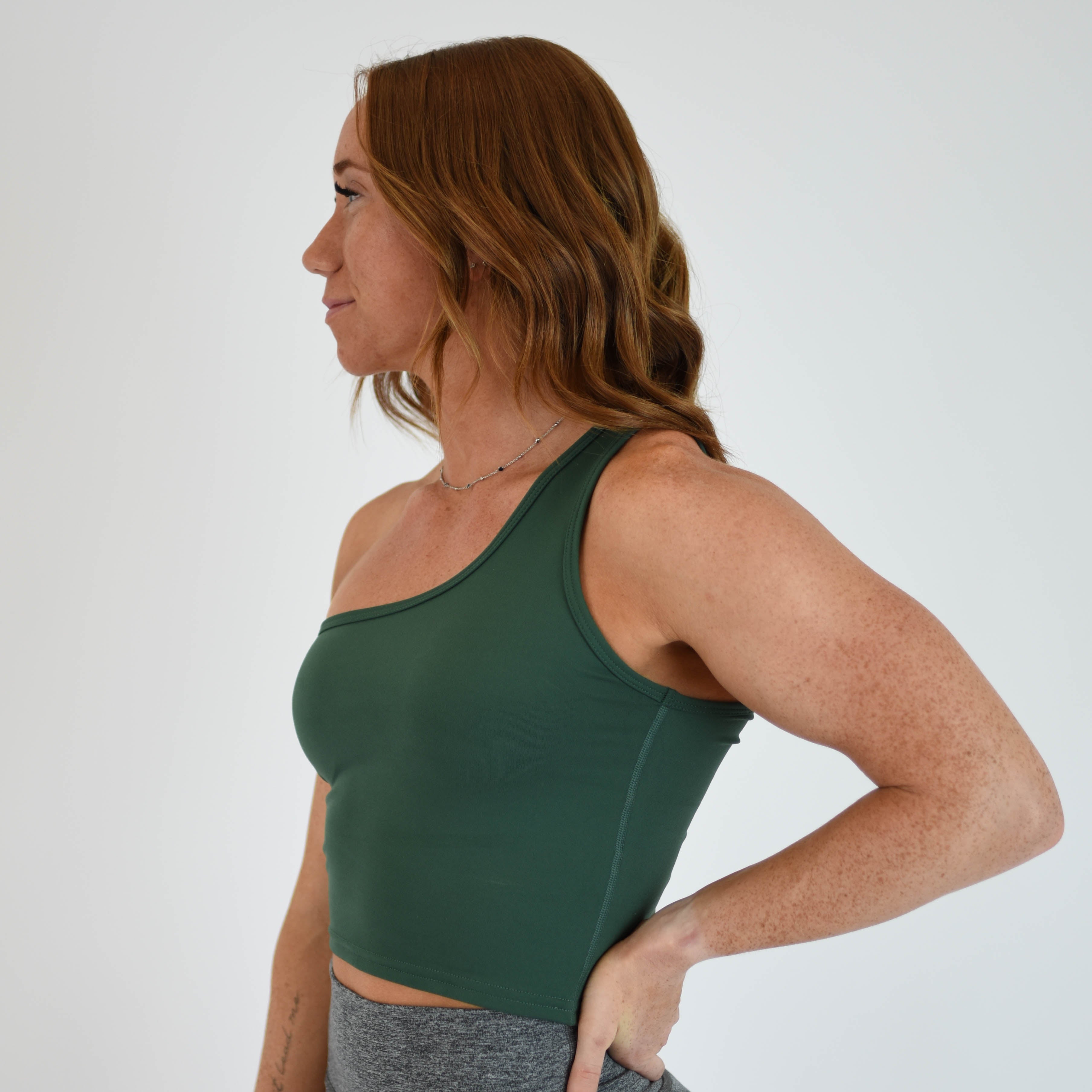 Green One Shoulder Sports Bra - Sylvie