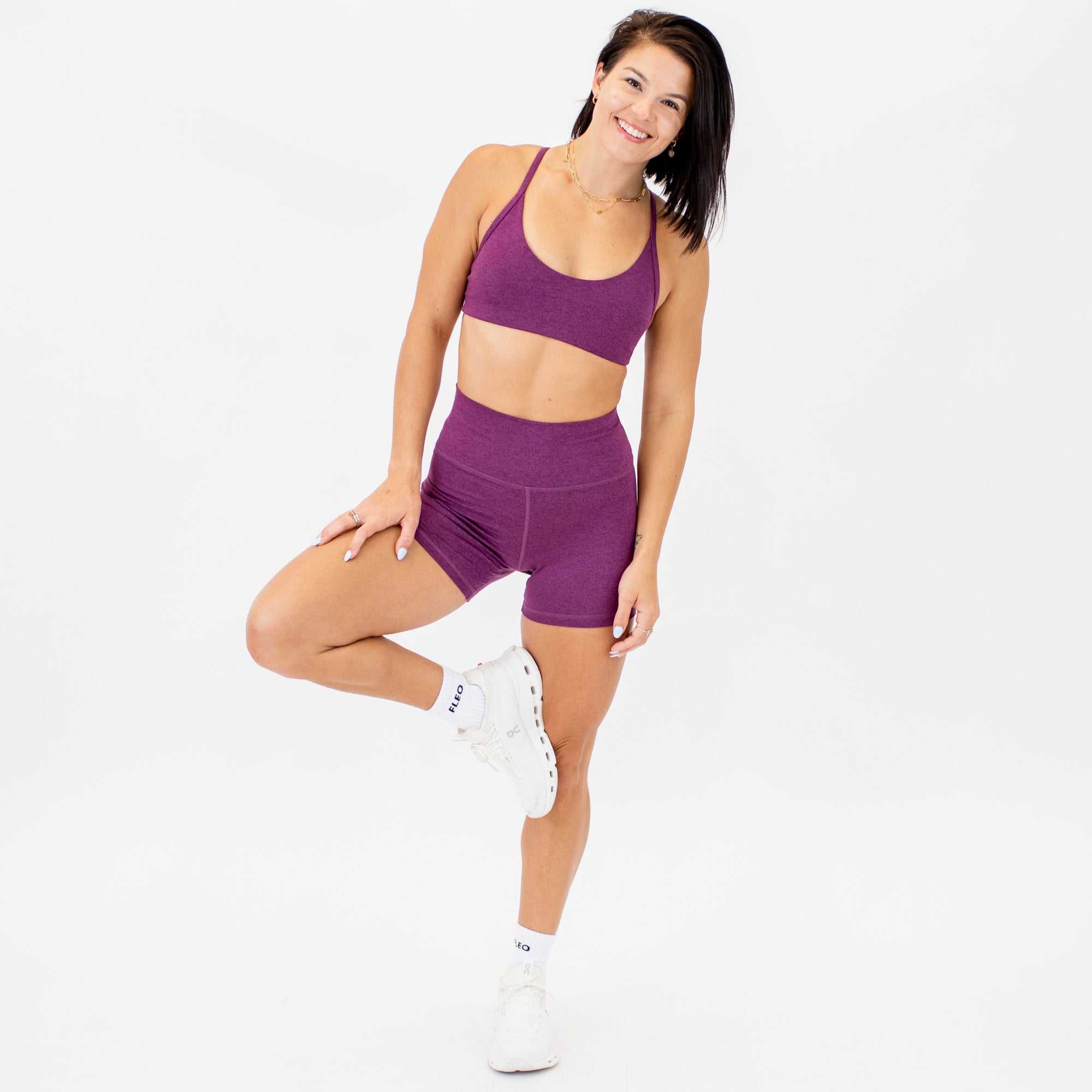 Heather Grape Kiss High Rise Spandex Shorts