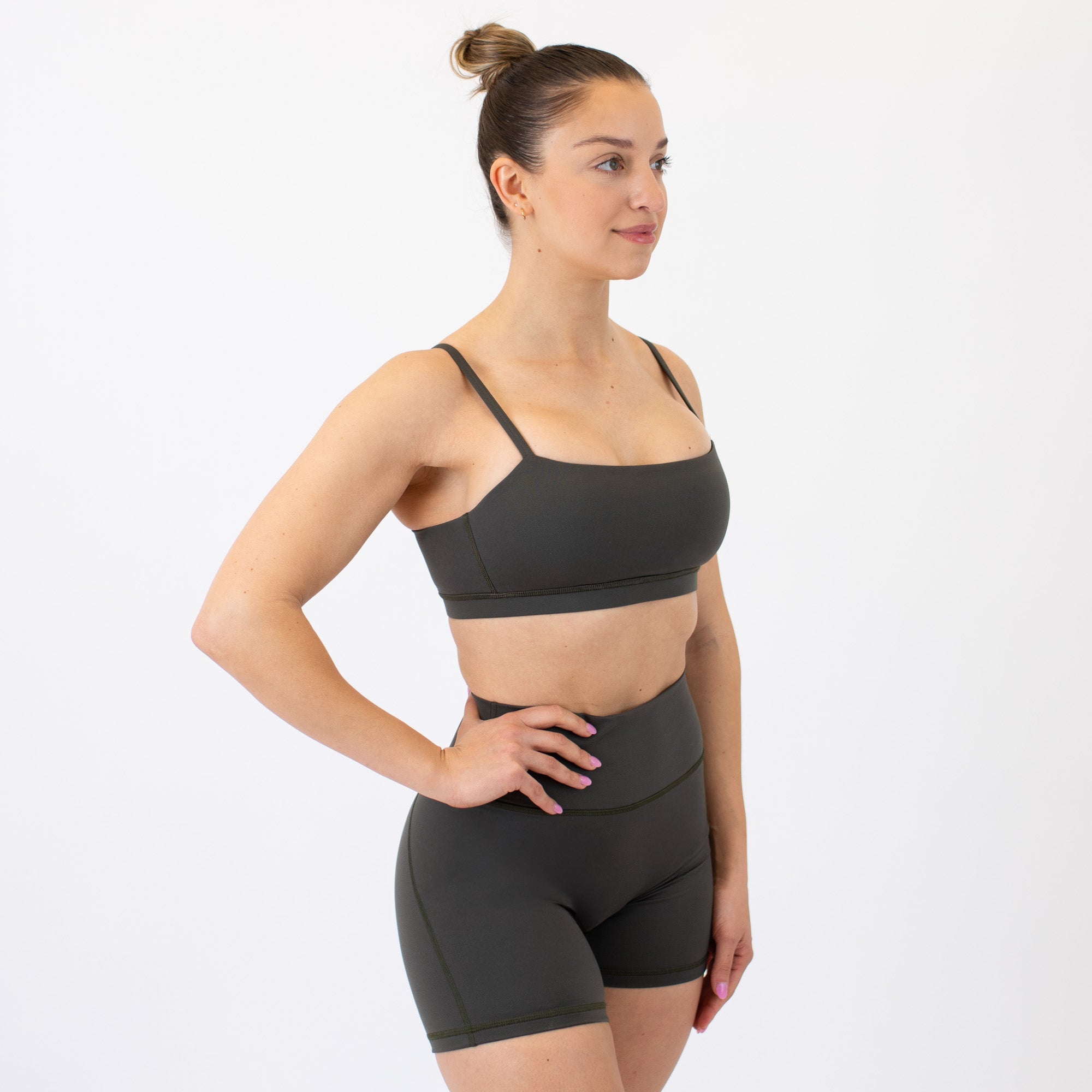 Olive Bandeau Sports Bra