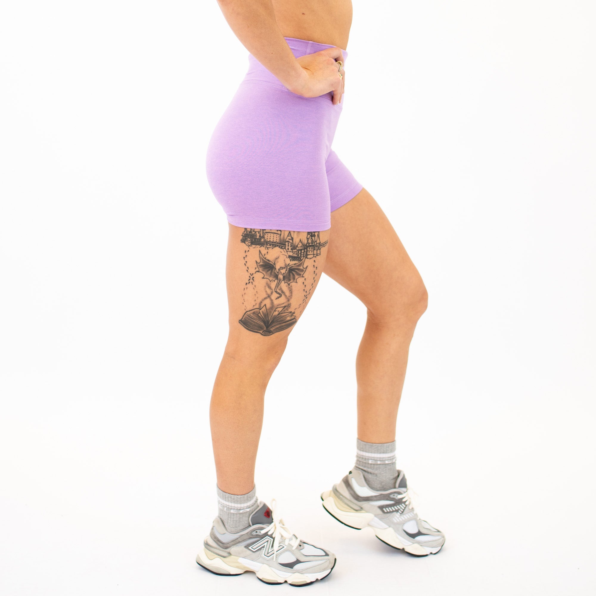 Heather Lilac True High Rise Spandex Shorts