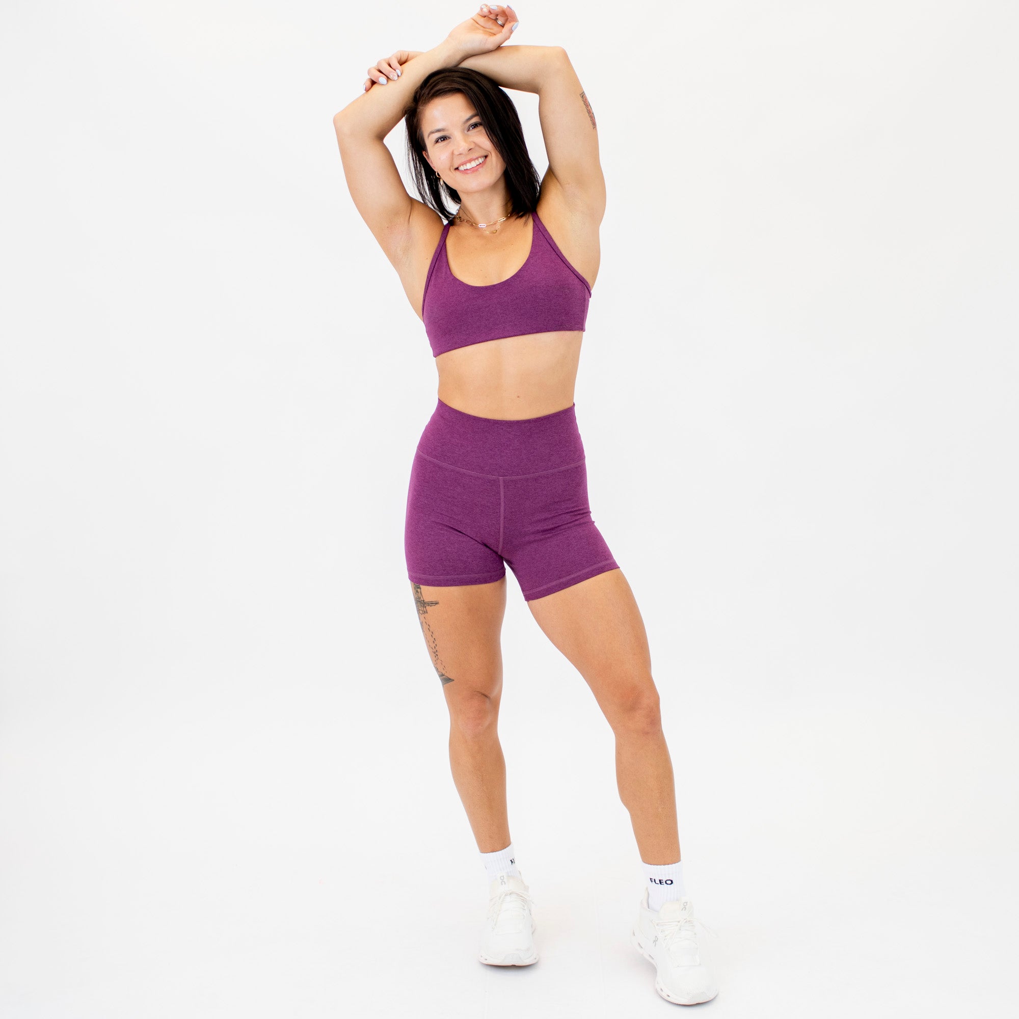 Racerback Sports Bra - Lila in Heather Grape Kiss