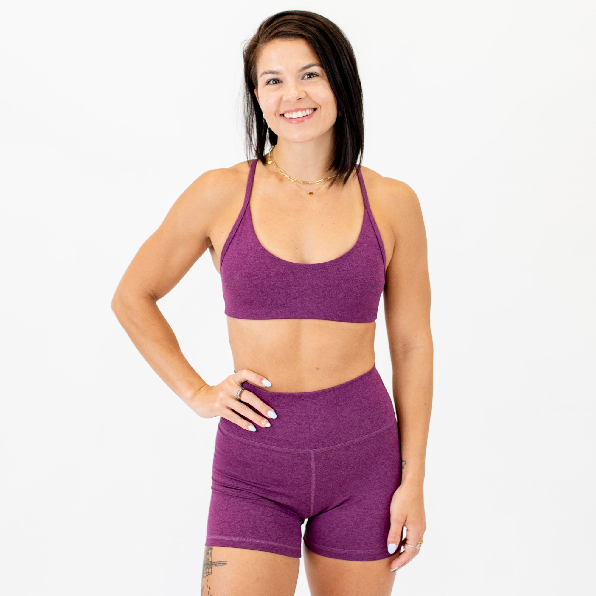 Racerback Sports Bra - Lila in Heather Grape Kiss