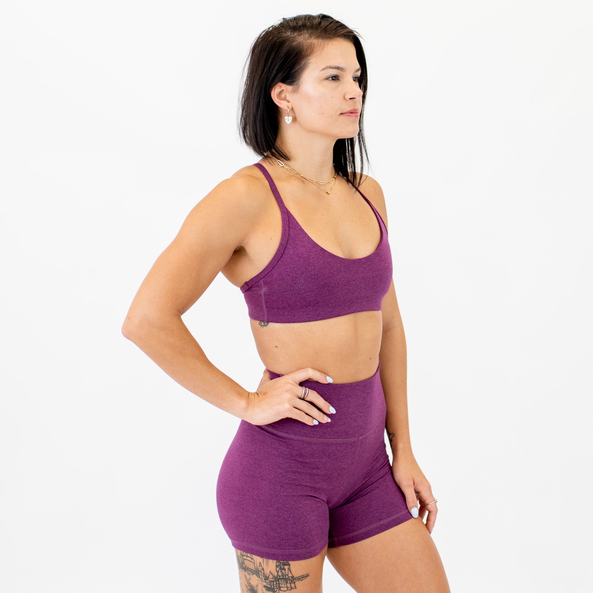 Racerback Sports Bra - Lila in Heather Grape Kiss