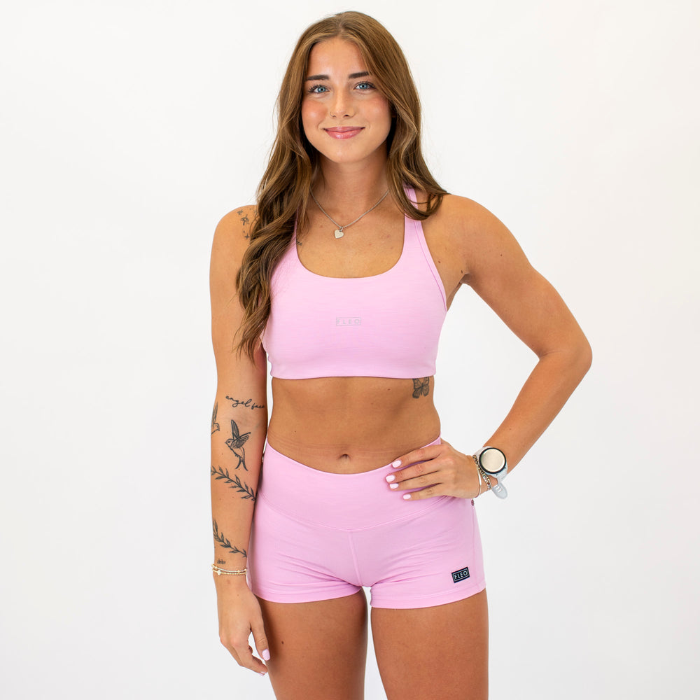 Racerback Sports Bra - Sage in Pink Frosting