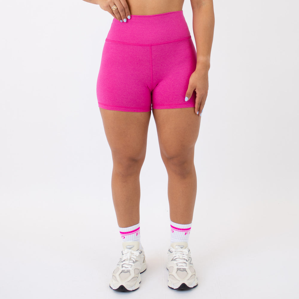 Heather Electric Raspberry High Rise Spandex Shorts