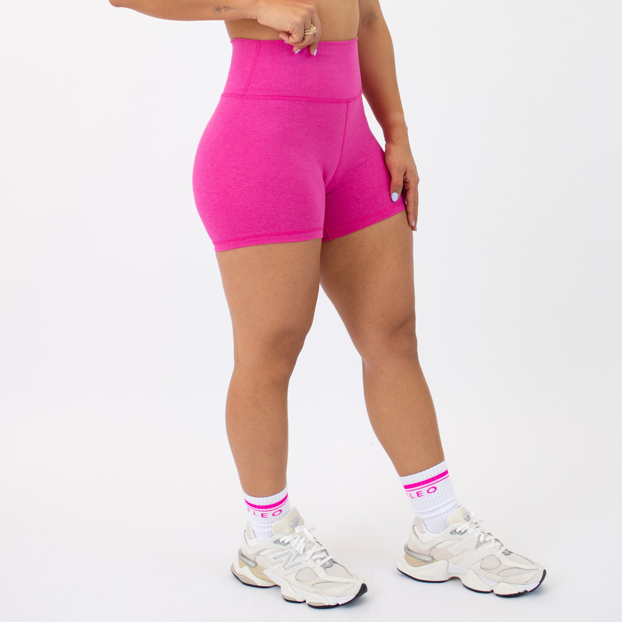 Heather Electric Raspberry High Rise Spandex Shorts