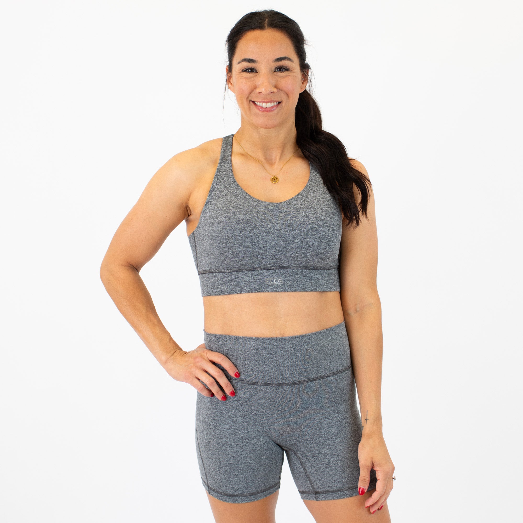 Heather Asphalt High Support Sports Bra - Mia