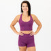 Heather Grape Kiss Core T Back Crop Tank - Fitted