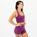 Heather Grape Kiss Core T Back Crop Tank - Fitted