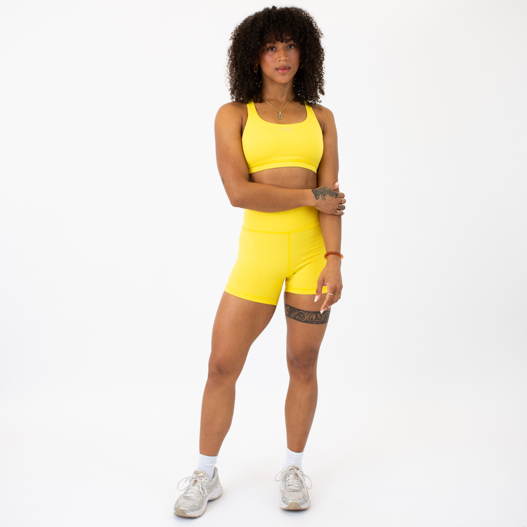 Heather Vibrant Yellow - Isla Scoop Neck Sports Bra