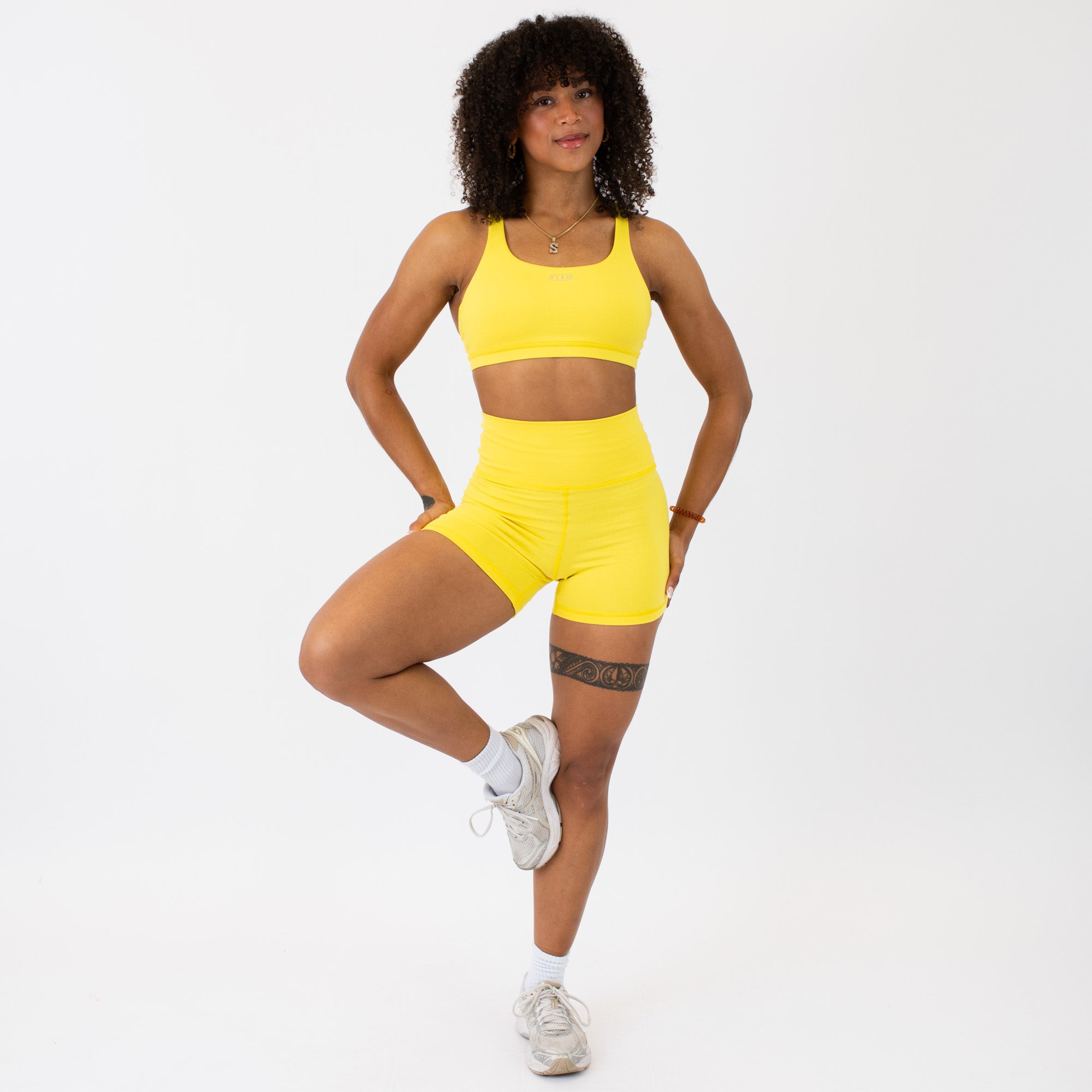 Heather Vibrant Yellow High Rise Spandex Shorts